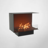 CACH Fires Foco Ecke rechts 800, Bioethanol-Kamin für die rechte Ecke, 3,2 kW, Flammen sichtbar von zwei Seiten, manuelle oder automatische Brennkammer