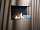 CACH Fires Foco Ecke rechts 800, Bioethanol-Kamin für die rechte Ecke, 3,2 kW, Flammen sichtbar von zwei Seiten, manuelle oder automatische Brennkammer