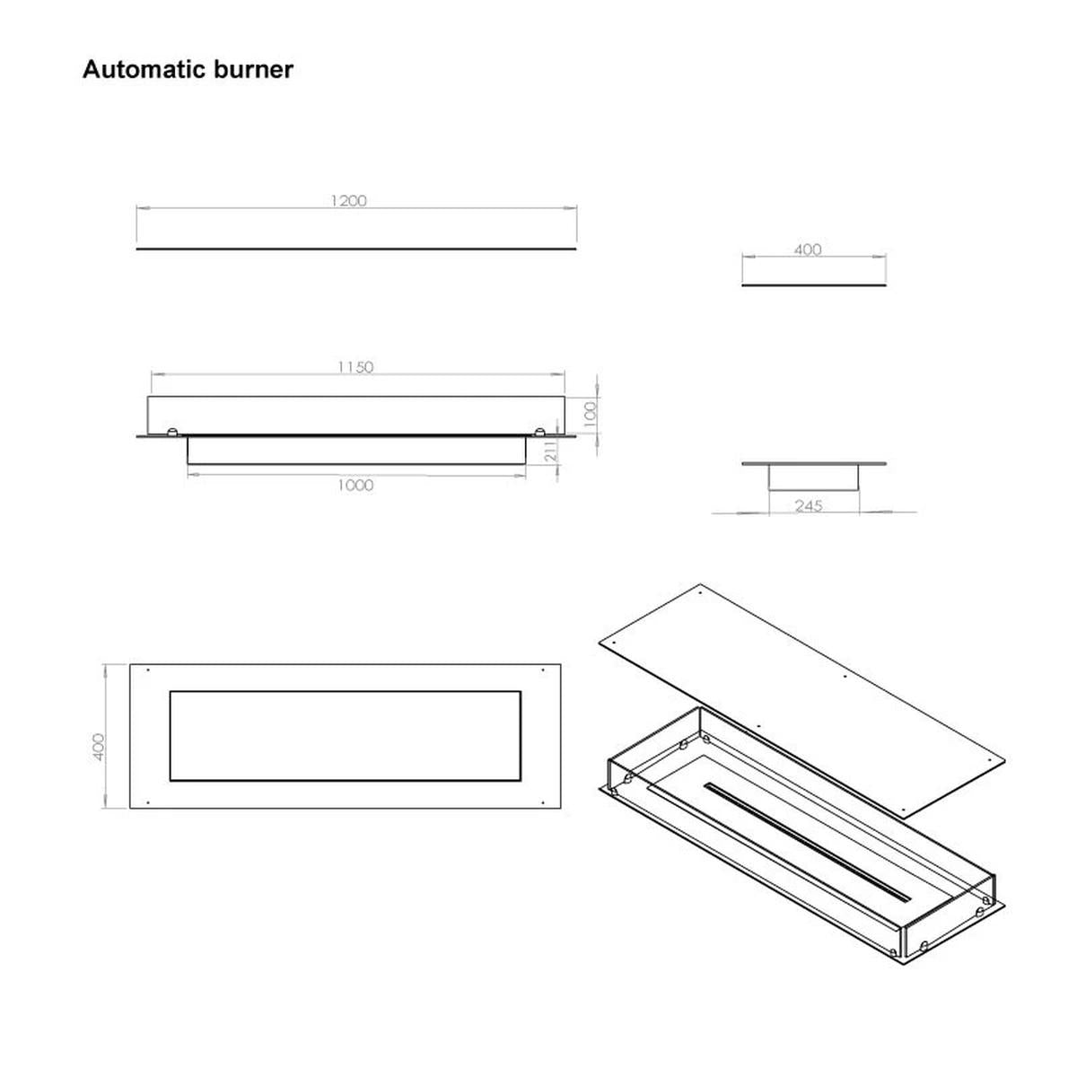 CACH Fires Foco Four 1200, Bioethanol-Einbaukamin, Wandkamin, 6,2 kW, automatischer oder manueller Brenner