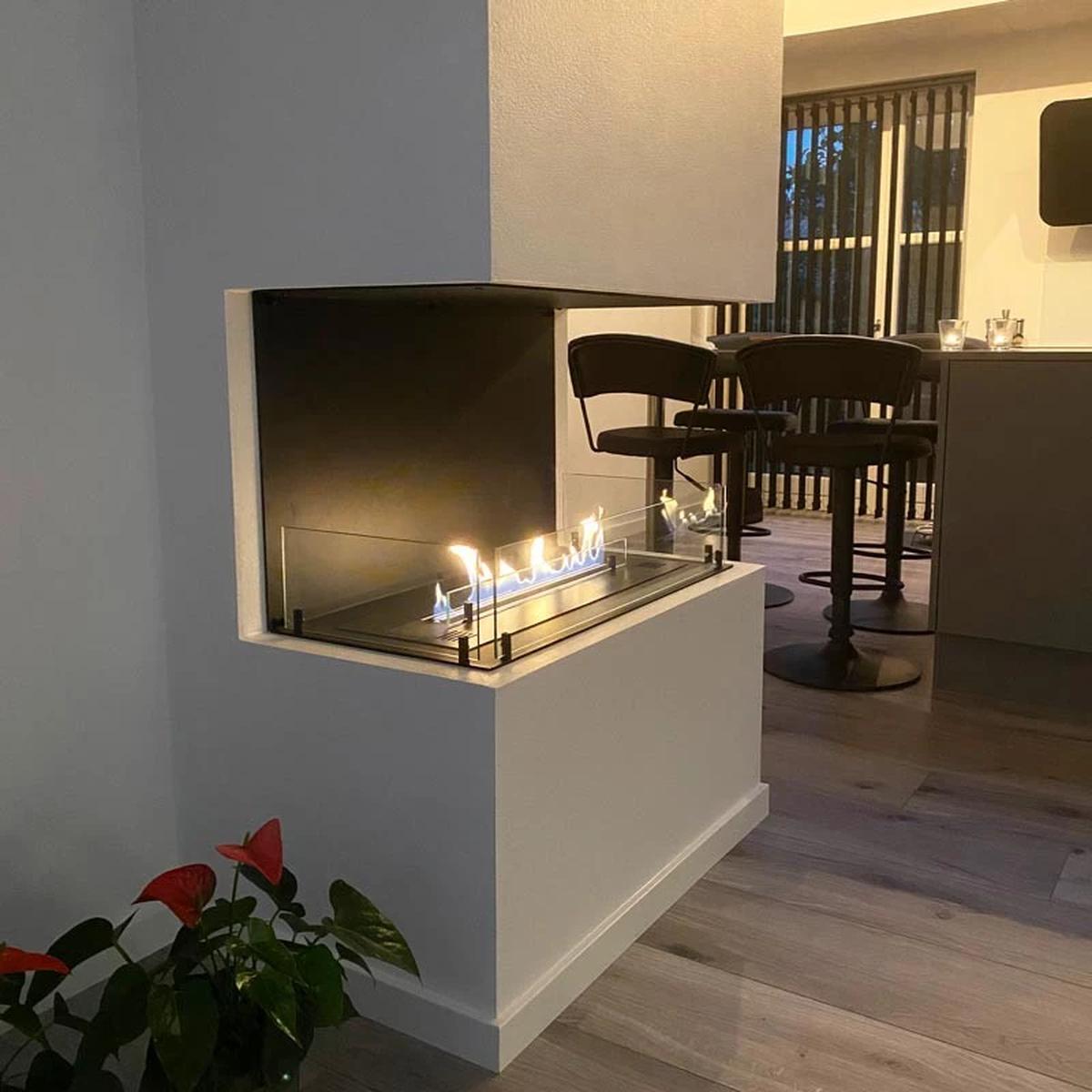 CACH Fires Foco Three 800, dreiseitiger Bioethanol-Kamin zur Wandmontage, manueller oder automatischer Brenner, 3,2 kW
