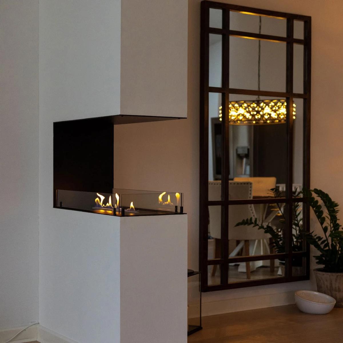 CACH Fires Foco Raumteiler 800, Kamin als Raumteiler, 3-seitige sichtbare Flammen, manueller oder automatischer Feuerraum, 3,2 kW