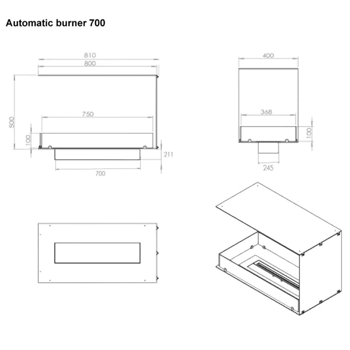 CACH Fires Foco Raumteiler 800, Kamin als Raumteiler, 3-seitige sichtbare Flammen, manueller oder automatischer Feuerraum, 3,2 kW