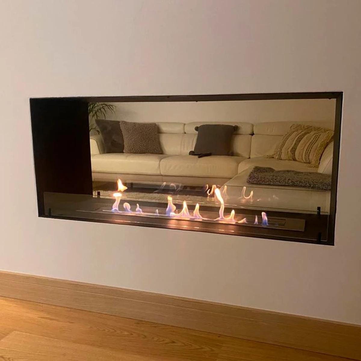 CACH Fires Foco Two 1200, doppelseitiger Bioethanol-Wandkamin, manueller oder automatischer Brenner, 6,2 kW