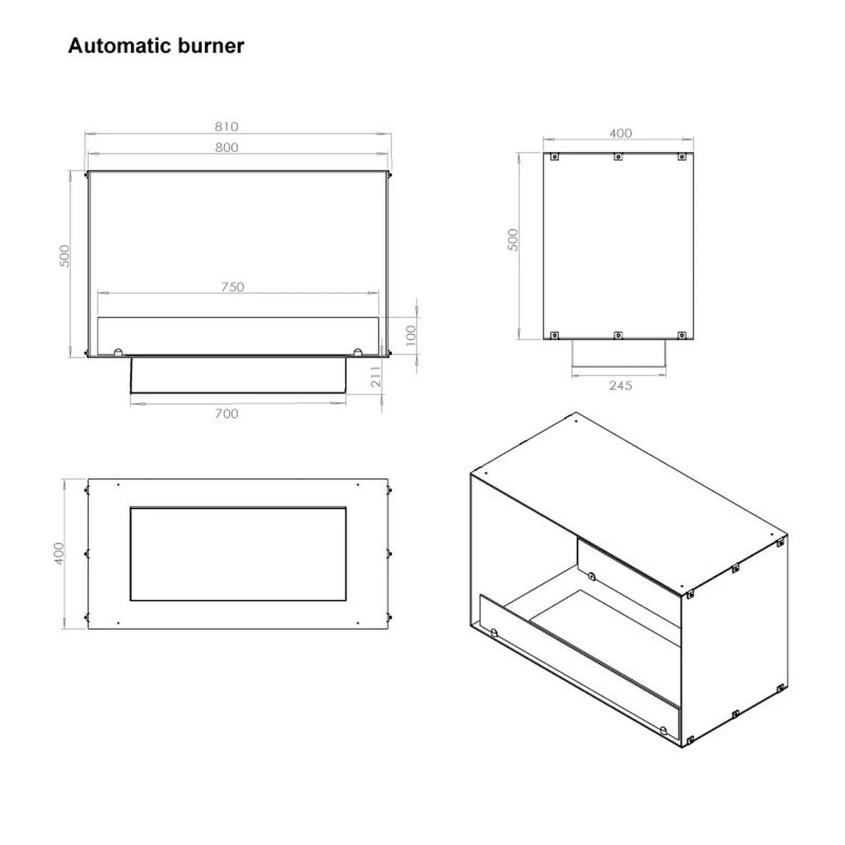CACH Fires Foco Two 800, doppelseitiger Bioethanol-Kamin, 4,4 kW, automatischer und manueller Brenner