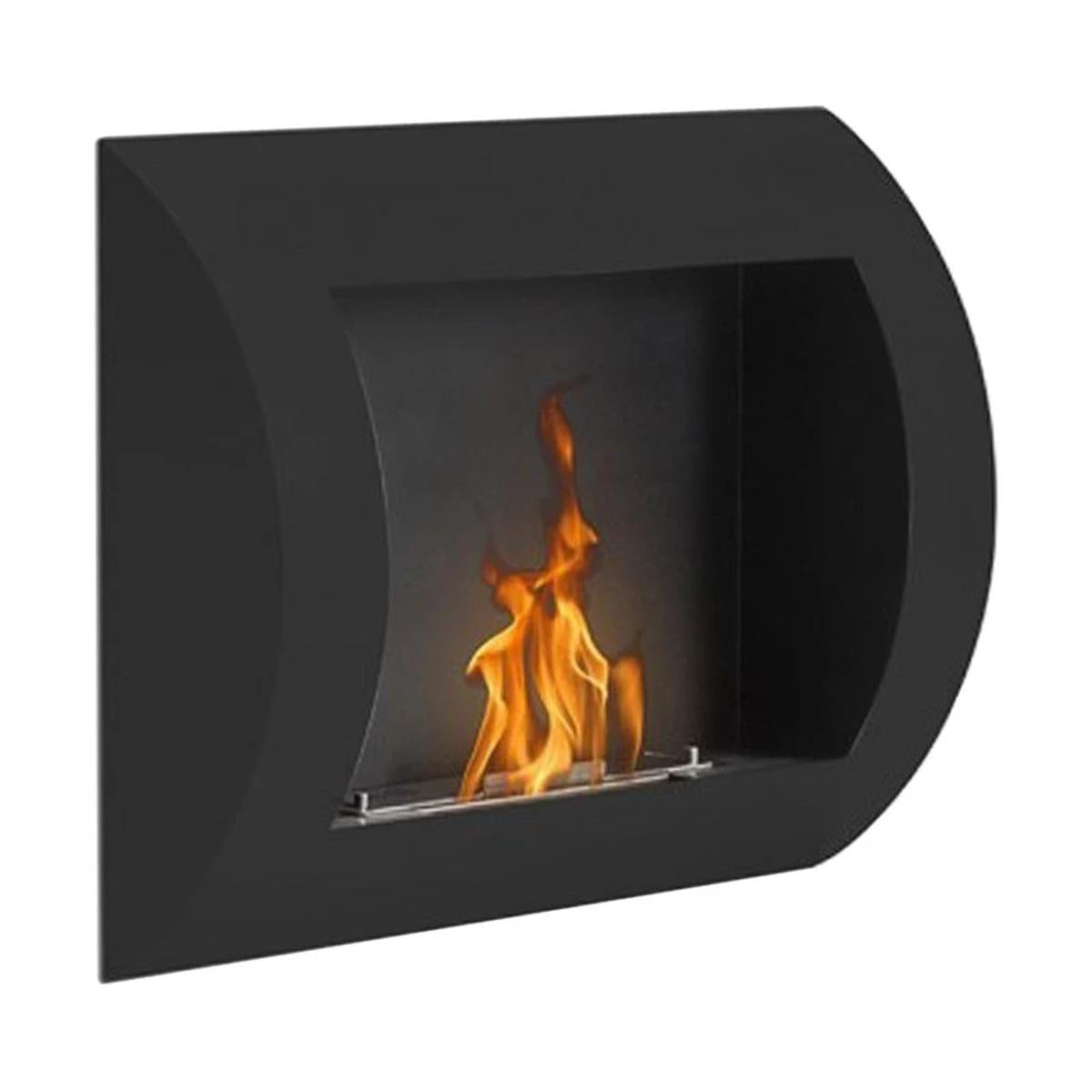 CACH Fires Ocean Ethanol Wandkamin Schwarz, 1,75 kW, 0,7 Liter Brenner, bis zu 2 Stunden Brenndauer