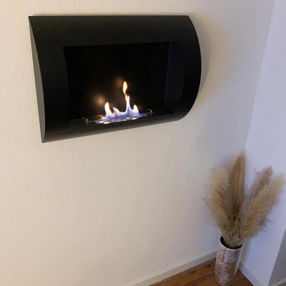 CACH Fires Ocean Ethanol Wandkamin Schwarz, 1,75 kW, 0,7 Liter Brenner, bis zu 2 Stunden Brenndauer