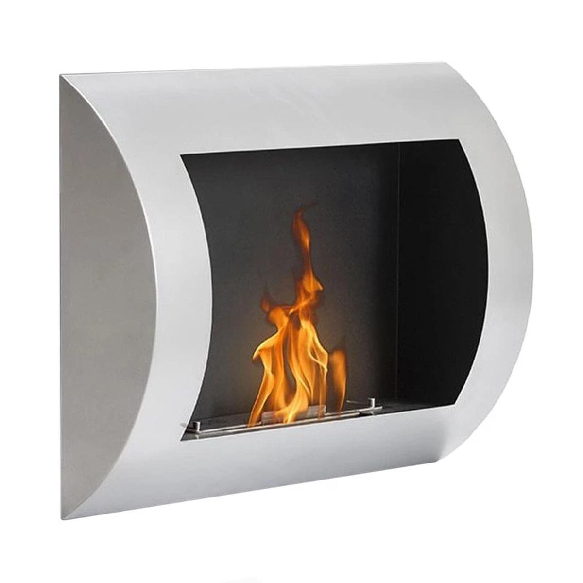 CACH Fires Ozean Bio-Wandkamin, Edelstahl, H: 45 cm x L: 60 cm x B: 13,4 cm, 0,7 l Bioethanol, Brenndauer ca. 1,5-2,5 Stunden, 1,75 kW.
