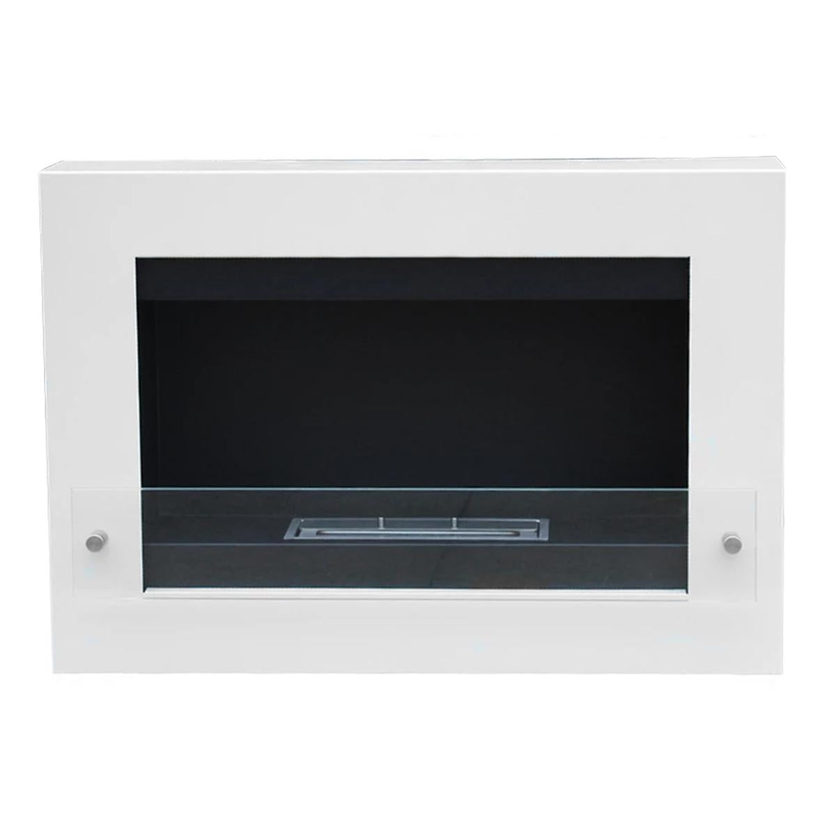 CACH Fires Nebraska Ethanol Wandkamin, Weiß, H: 54 cm x B: 78 cm x T: 16,5 cm, Brenndauer bis zu 6 Stunden, mit Glastür, 1,5 kW.