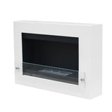 CACH Fires Nebraska Ethanol Wandkamin, Weiß, H: 54 cm x B: 78 cm x T: 16,5 cm, Brenndauer bis zu 6 Stunden, mit Glastür, 1,5 kW.