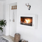 CACH Fires Nebraska Ethanol Wandkamin, Weiß, H: 54 cm x B: 78 cm x T: 16,5 cm, Brenndauer bis zu 6 Stunden, mit Glastür, 1,5 kW.