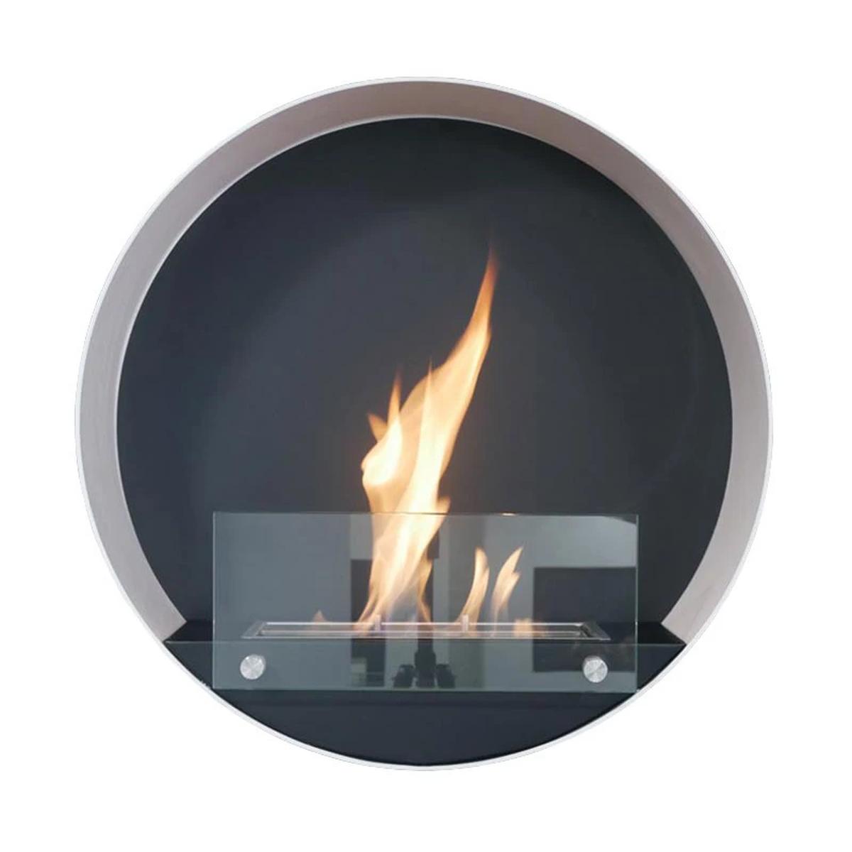 CACH Fires Delaware Ethanol-Wandkamin, Weiß, Durchmesser 60 cm, Brenndauer bis zu 6 Stunden, 2 kW