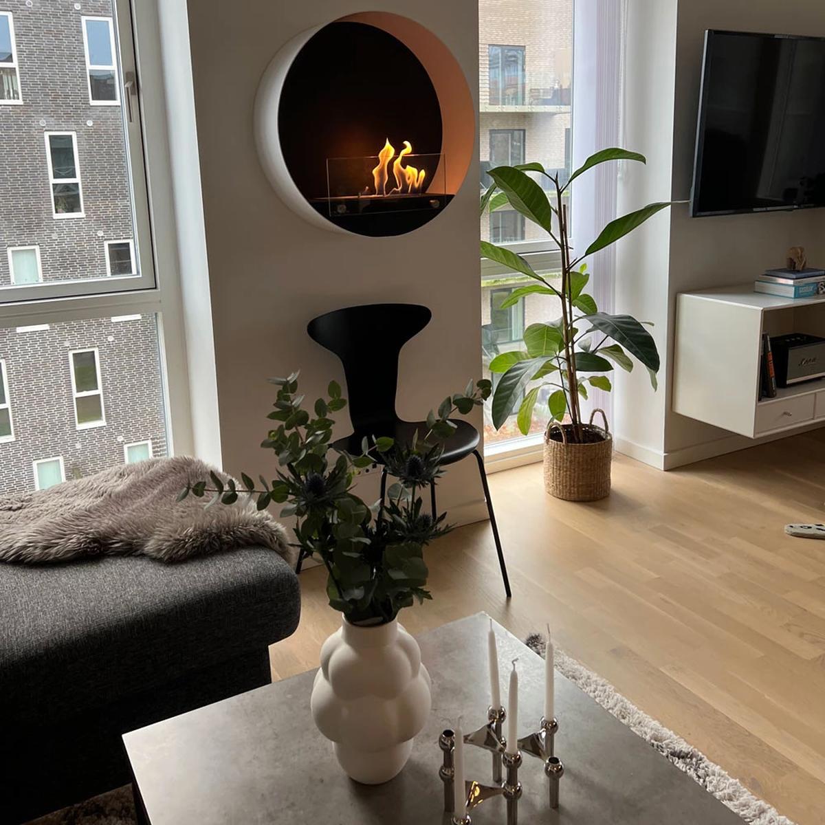 CACH Fires Delaware Ethanol-Wandkamin, Weiß, Durchmesser 60 cm, Brenndauer bis zu 6 Stunden, 2 kW