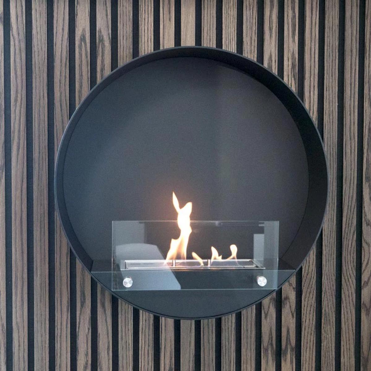 CACH Fires Delaware Ethanol-Wandkamin, runde Form, H: 60 cm x B: 60 cm x T: 20 cm, gemütliche Atmosphäre, verschiedene Farben erhältlich, 2 kW.