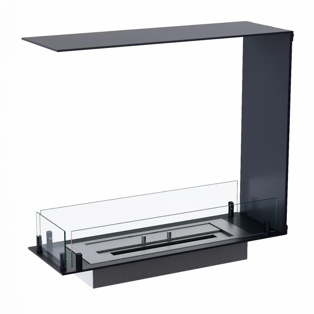 CACH Fires Foco Raumteiler 600 Slim, Schwarz, 60x50x20 cm, Bioethanol-Einbaukamin, manueller Brenner, 7,5 Stunden Brenndauer, 2,4 kW.