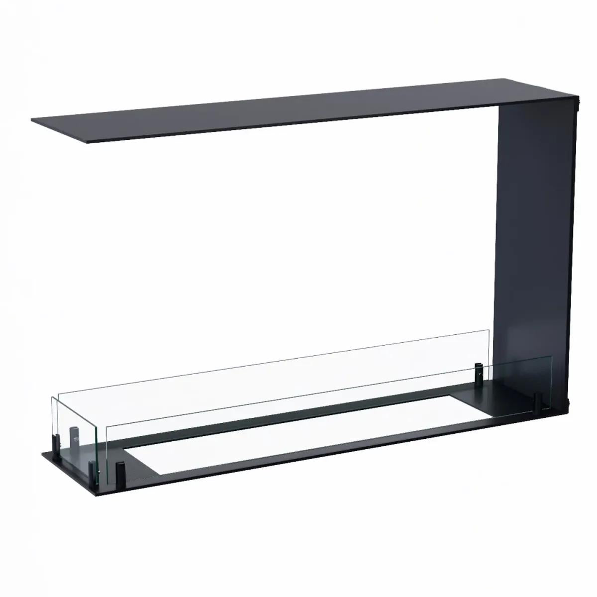 CACH Fires Foco Raumteiler 800 Slim, Schwarz, 80x50x20 cm, Bioethanol-Einbaukamin, manueller Brenner, 7,5 Stunden Brenndauer, 3,3 kW.