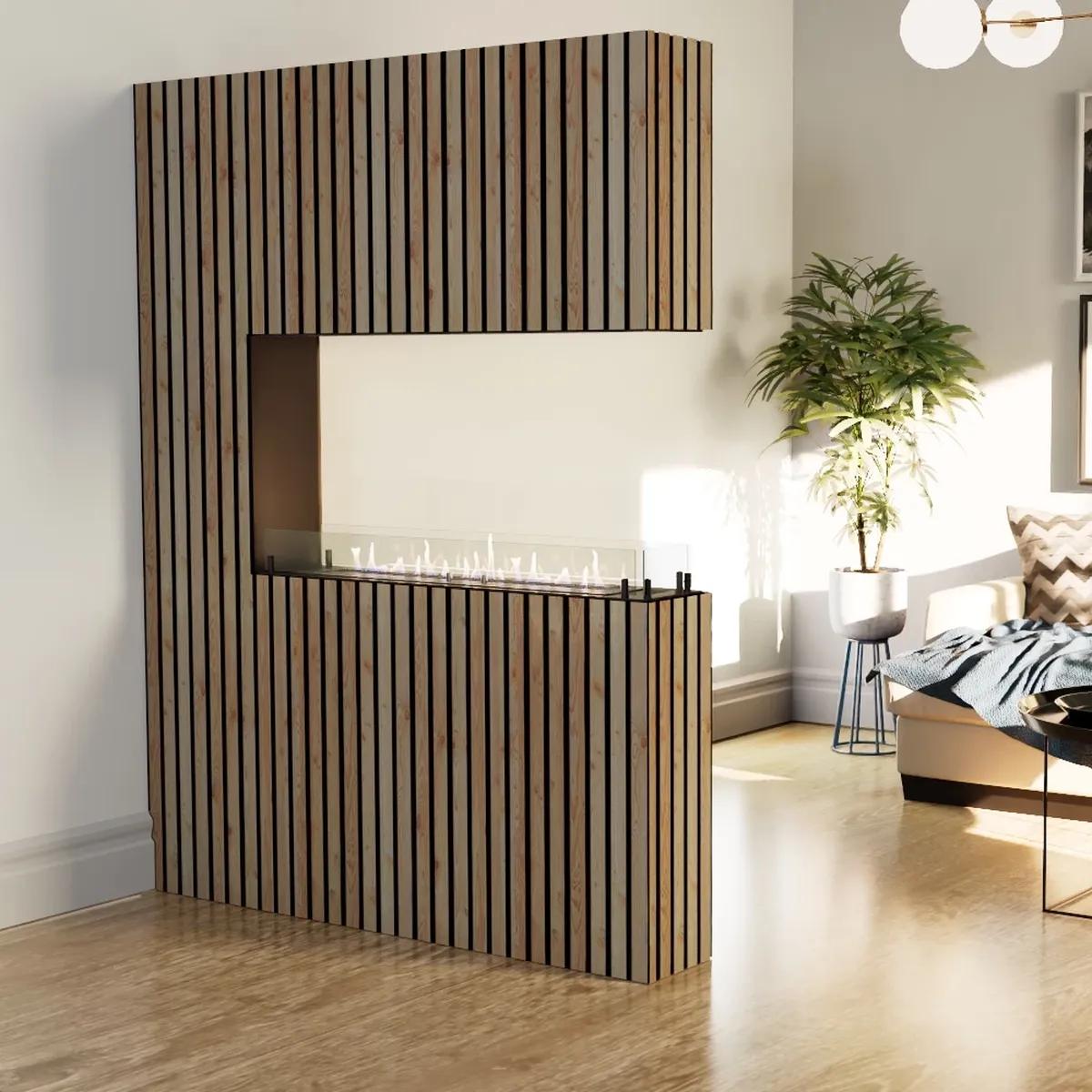 CACH Fires Foco Raumteiler 1000 Slim, Schwarz, 100x50x20 cm, Bioethanol-Brenner, 7,5 Stunden Brenndauer