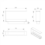 CACH Fires Foco Raumteiler 1000 Slim, Schwarz, 100x50x20 cm, Bioethanol-Brenner, 7,5 Stunden Brenndauer