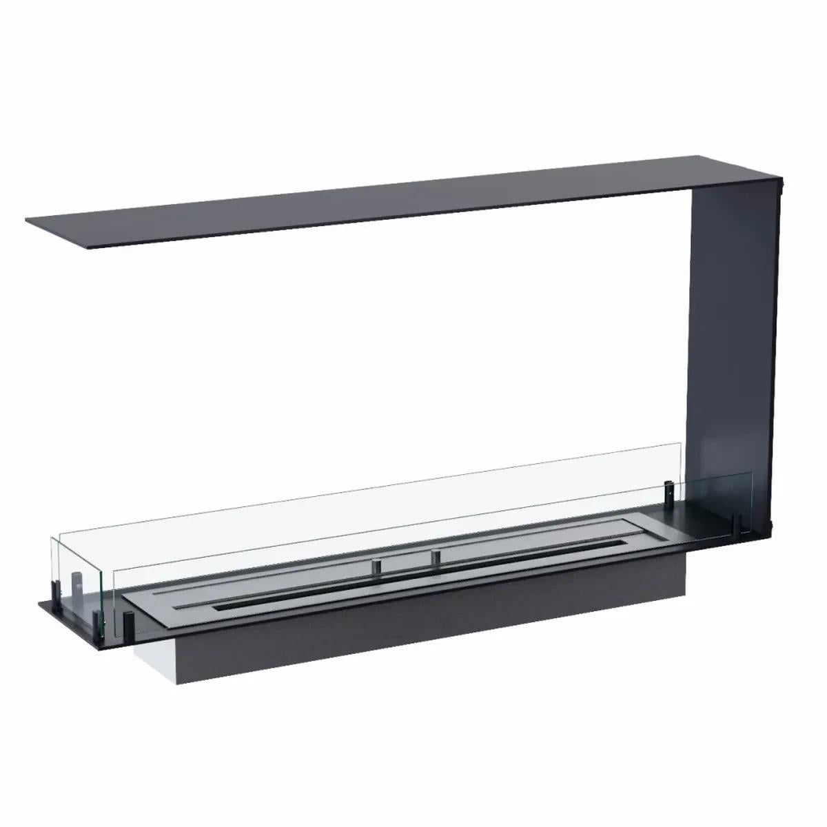 CACH Fires Foco Raumteiler 1000 Slim, Schwarz, 100x50x20 cm, Bioethanol-Brenner, 7,5 Stunden Brenndauer