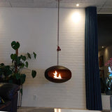 CACH Fires Cocoon Aeris, Bioethanol-Kamin in Schwarz mit verstellbarem Edelstahlstab, Bioethanol-Deckenkamin, 3 kW, elegant und modern.