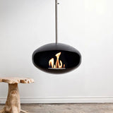 CACH Fires Cocoon Aeris, Bioethanol-Kamin in Schwarz mit verstellbarem Edelstahlstab, Bioethanol-Deckenkamin, 3 kW, elegant und modern.
