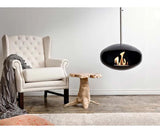 CACH Fires Cocoon Aeris, Bioethanol-Kamin in Schwarz mit verstellbarem Edelstahlstab, Bioethanol-Deckenkamin, 3 kW, elegant und modern.