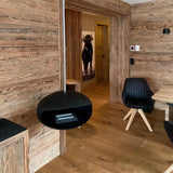 CACH Fires Cocoon Aeris, Bioethanol-Kamin in Schwarz mit verstellbarem Edelstahlstab, Bioethanol-Deckenkamin, 3 kW, elegant und modern.