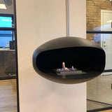 CACH Fires Cocoon Aeris, Bioethanol-Kamin in Schwarz mit verstellbarem Edelstahlstab, Bioethanol-Deckenkamin, 3 kW, elegant und modern.