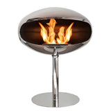 CACH Fires Kokonsockel, polierter Stahl, freistehender Bioethanol-Kamin, 3 kW