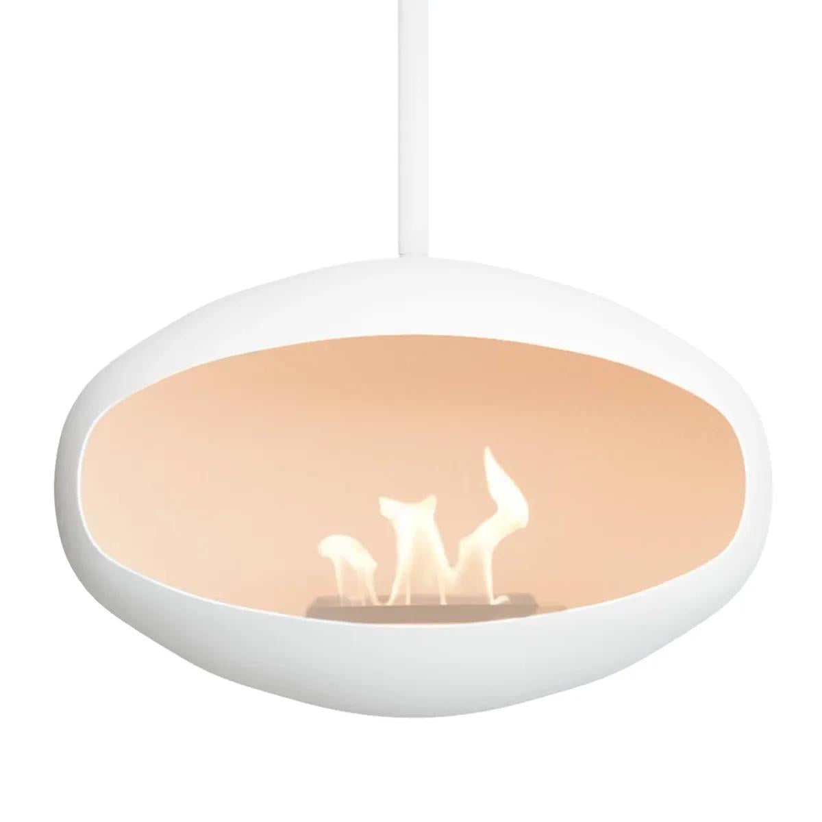 CACH Fires Kokonsockel, Weiß, Stahl, matte weiße Oberfläche, Ethanol-Bodenkamin, 3 kW, 5 Stunden Brenndauer