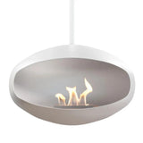 CACH Fires Kokonsockel, Weiß, Stahl, matte weiße Oberfläche, Ethanol-Bodenkamin, 3 kW, 5 Stunden Brenndauer