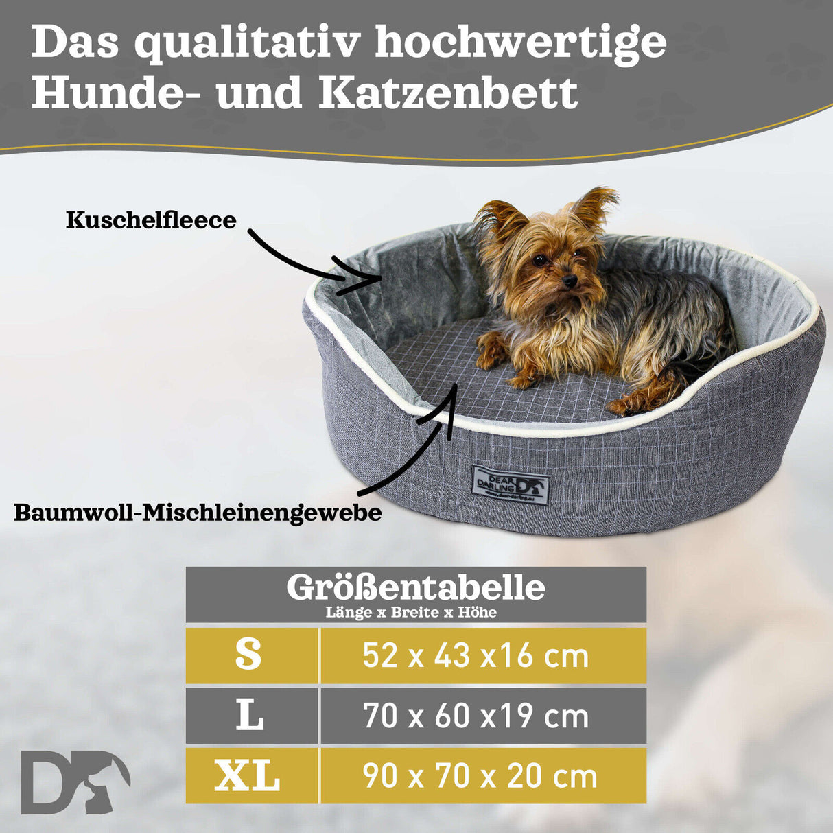 DD-05 Orthopädisches Luxus Katzenbett Hundebett  Memory Schaum in  Gr. S,L,XL