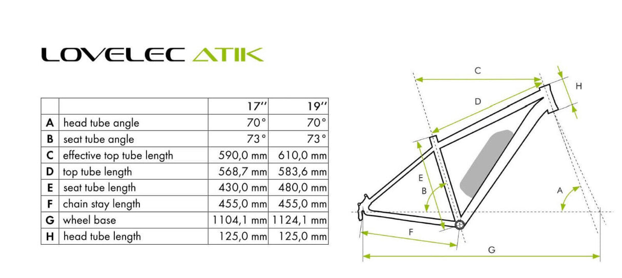 LOVELEC Atik Schwarz grün E-Bike 17 Zoll Rahmen 29 Zoll Reifen 90km 25km/h Akku mit Scheibenbremse