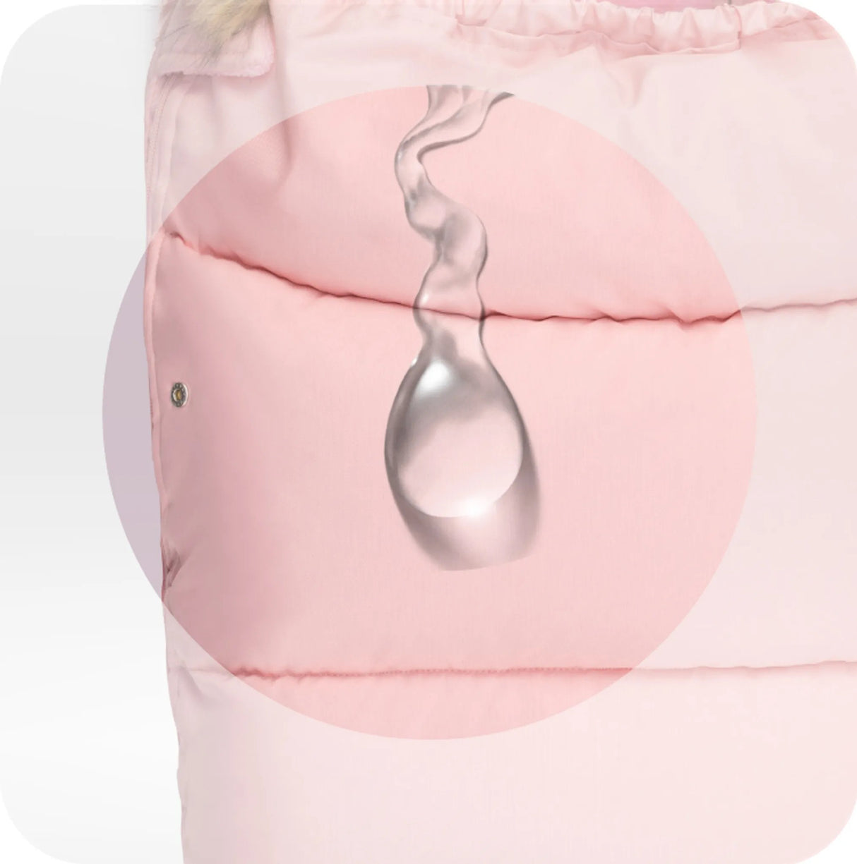 Rosa Winterjacke mit glänzender, wasserabweisender Oberfläche und abnehmbarer Kapuze