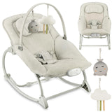 Beige Babywippe mit Spielbogen und hängenden Wolken-Spielzeugen
