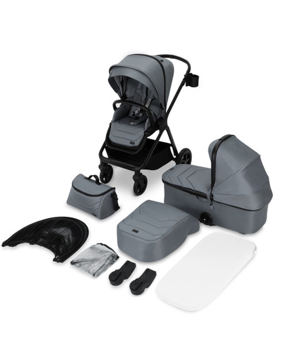 MoMi GISELLE 2in1 Kinderwagen in Grau – mit verstellbarer Funktion