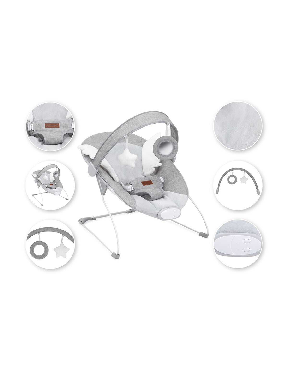 MoMi TULI Babyliege in verschiedenen Farben für Kinder bis 9 kg mit Spielbogen und Melodien