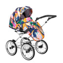 Ansicht von Schräg-Links einesmodernen Kinderwagens mit Babywanne.