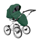Ansicht von Schräg-Links einesmodernen Kinderwagens mit Babywanne.