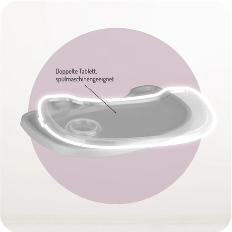 Doppelte Tablett, spülmaschinengeeignet, in neutraler Farbe