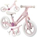Rosa Laufrad mit weißen Reifen und ergonomischem Design für Kinder