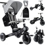 Dreirad mit verstellbarem Sitz, Sonnenverdeck und faltbarem Design in Schwarz und Grau