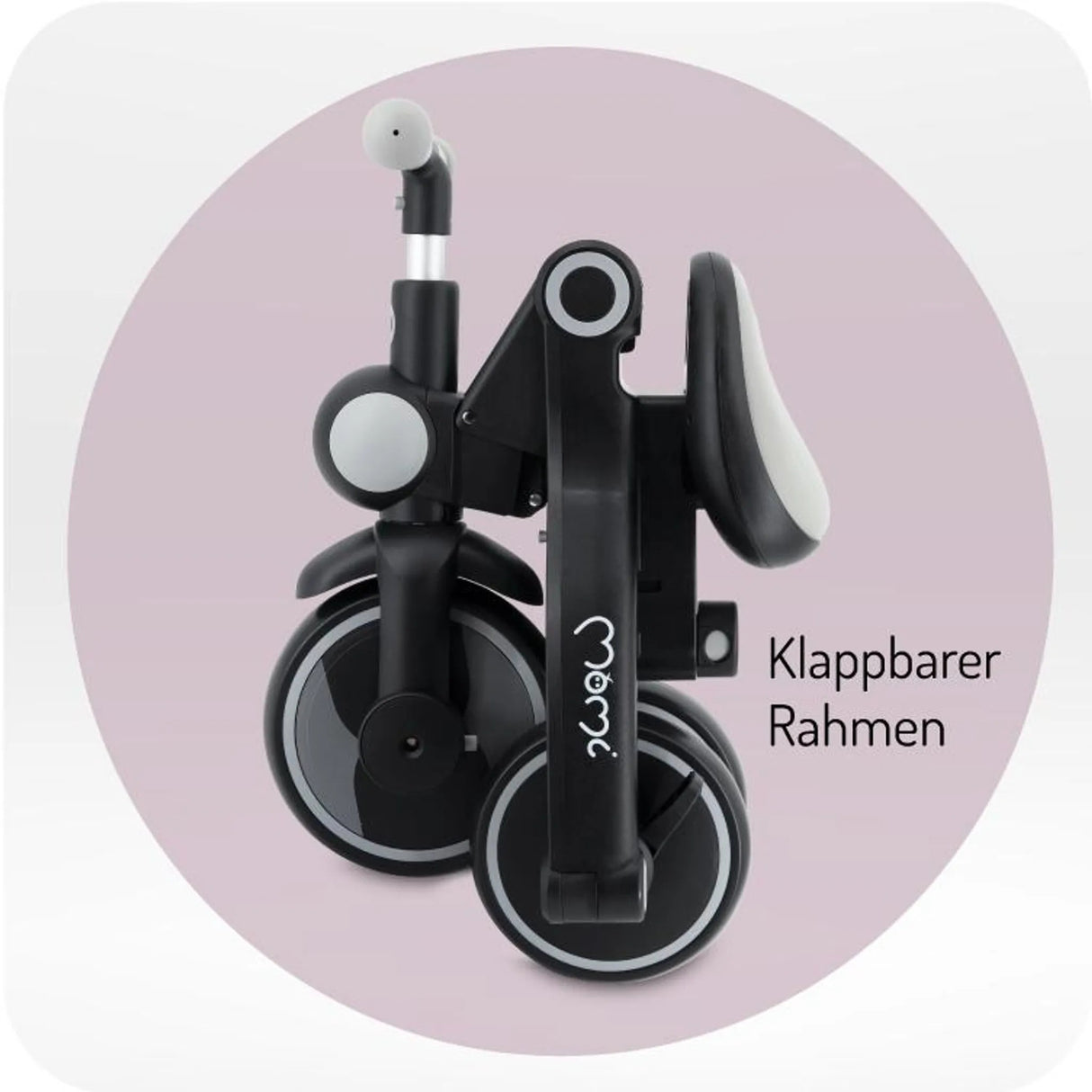 Klappbarer Rahmen mit zwei Rädern in Schwarz und Grau