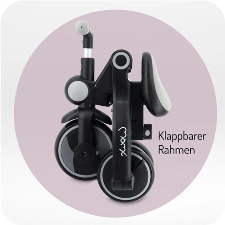 Klappbarer Rahmen mit zwei Rädern in Schwarz und Grau