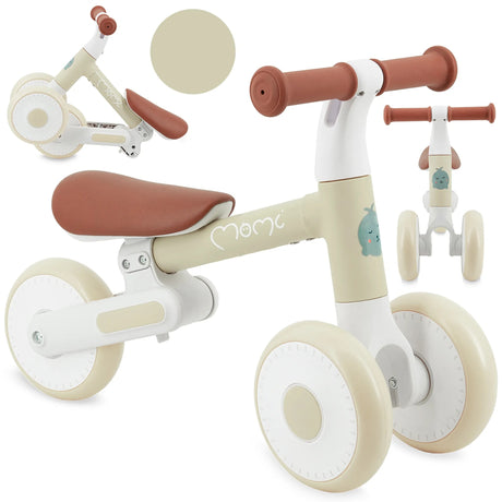 Kinderfahrzeug in Beige mit braunem Sitz und stabilen Rädern