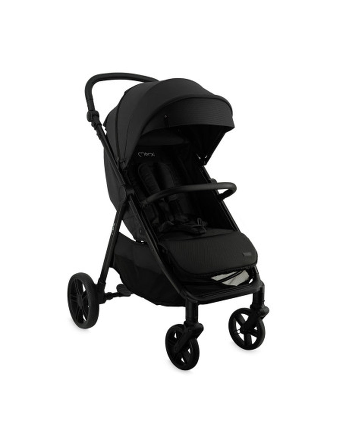 MoMi CLARA Kinderwagen in Schwarz - geräumig, verstellbarer Griff