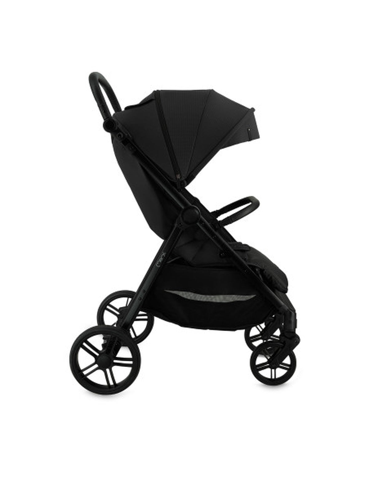 MoMi CLARA Kinderwagen in Schwarz - geräumig, verstellbarer Griff
