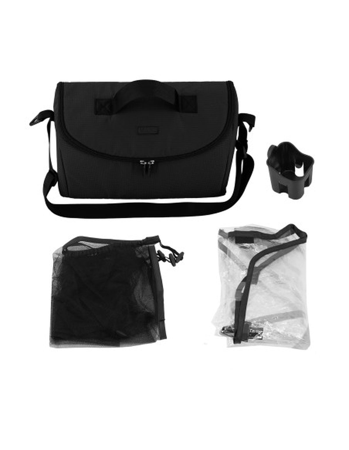 MoMi CLARA Kinderwagen in Schwarz - geräumig, verstellbarer Griff