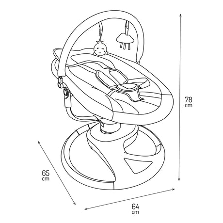 Babywippe mit Spielbogen, drehbare Basis und verstellbare Rückenlehne