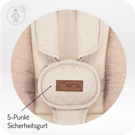 5-Punkt Sicherheitsgurt in hellem, weichem Material für Babysitz