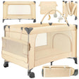 Beige Reisebett mit abnehmbarer Wickelauflage und Spielzeugbogen